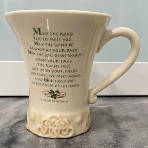 Beautiful Irish Blessing Cream Mug by Russ.  Dishwasher Safe.  4 1/2” H x 3 7/8”